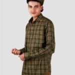 Olive Check Casual Men Slim Fit Shirt