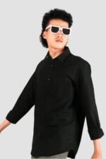 Men Solid Black Regular Fit Shirt