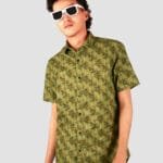 Mens Green Floral Half Sleeve Shirt