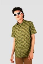 Mens Green Floral Half Sleeve Shirt