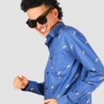 Printed Royal Blue Casual Shirt