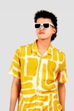 Retro Mid-Century Modern Abstract Pattern Yellow Casual Shirt