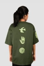 Olive green travel realde symple oversized t-shirts - Image 2