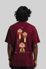 Maroon Oversized T-Shirt with Pakkanar Thullal Design Print - Image 2