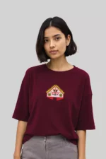 Maroon Oversized T-Shirt with Pakkanar Thullal Design Print