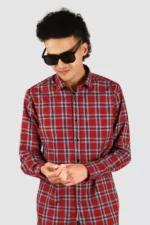 Men Slim Fit Checkered Spread Collar Casual Shirt