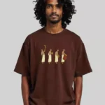 Brown Oversized T-Shirt Featuring Melam Design Print Art