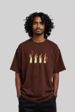 Brown Oversized T-Shirt Featuring Melam Design Print Art