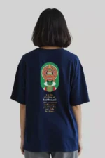 Navy Blue Oversized T-Shirt  Featuring Kadakali Art Print