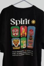 Black Oversized T-Shirt  Kerala Folk Art Design Print - Image 4