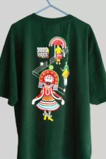 Bottle Green Oversized T-Shirt  with Poothan & Thira Print - Image 4