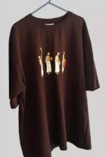 Brown Oversized T-Shirt Featuring Melam Design Print Art - Image 3