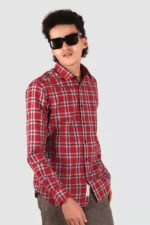 Men Slim Fit Checkered Spread Collar Casual Shirt - Image 2
