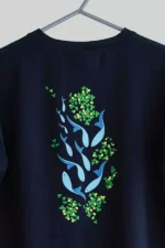 Navy Blue T-Shirt with  Fish and Clover Print - Image 4