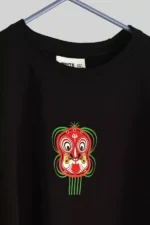 Black Oversized T-Shirt  Kerala Folk Art Design Print - Image 3