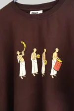 Brown Oversized T-Shirt Featuring Melam Design Print Art - Image 4