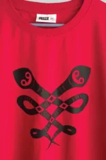 Trendy Red Oversized Tee with Bold Snake Graphic Print Design - Image 3