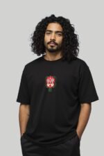 Black Oversized T-Shirt  Kerala Folk Art Design Print