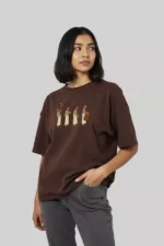 Brown Oversized T-Shirt Featuring Melam Design Print Art - Image 2