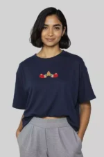 Navy Blue Oversized T-Shirt  Featuring Kadakali Art Print - Image 2
